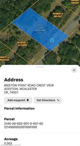 TBD Bristow Point Crestview RD, McAlester, OK 74501