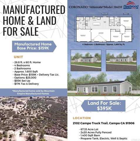 2102 Campo Truck Trail, Campo, CA 91906