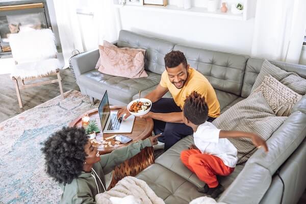 a family enjoying time together in their living room